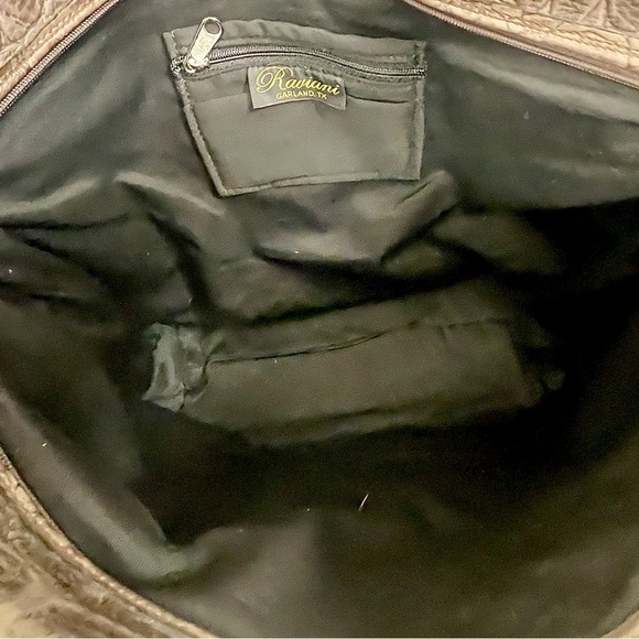 Raviani Brown Croc Embossed Leather With Crystals Tote Bag - Picture 4 of 10